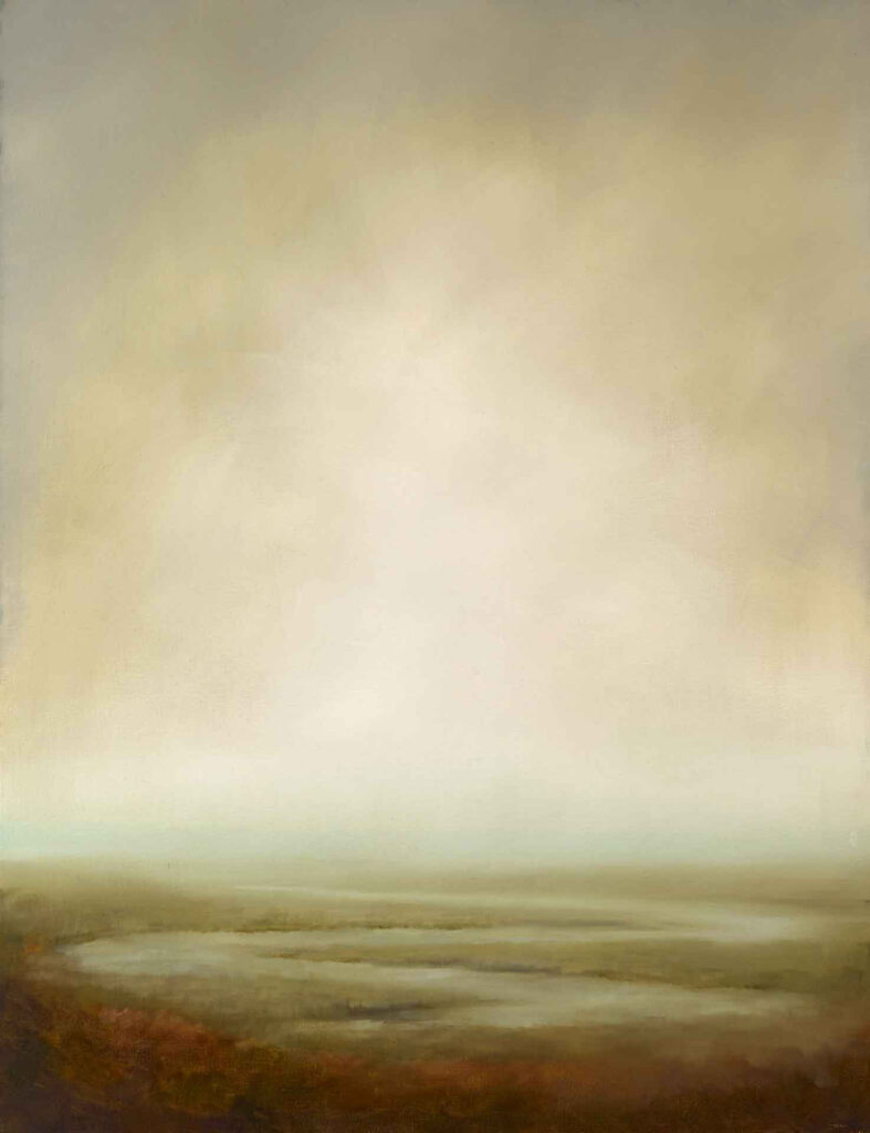 Bright Misty Light Over The Sea Off South Uist In The Western Isles - Landscape Painting By Victoria Orr Ewing