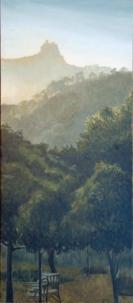Gaucin Castle From Finca Hornillo. Landscape Oil Painting By Victoria Orr Ewing