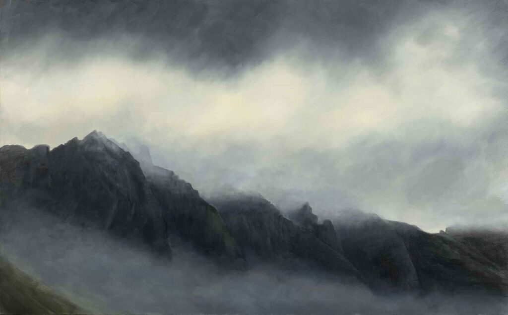 Misty peaks Of Glencoe - Landscape Painting by Victoria Orr Ewing