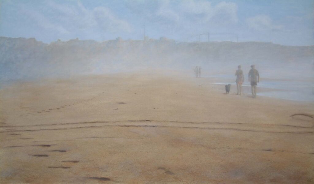 Tarifa Beach 3, Sea Mist. Landscape Oil Painting By Victoria Orr Ewing