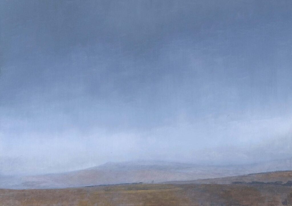 Soft Rain On Dartmoor. Contemporary Landscape painting by Victoria Orr Ewing