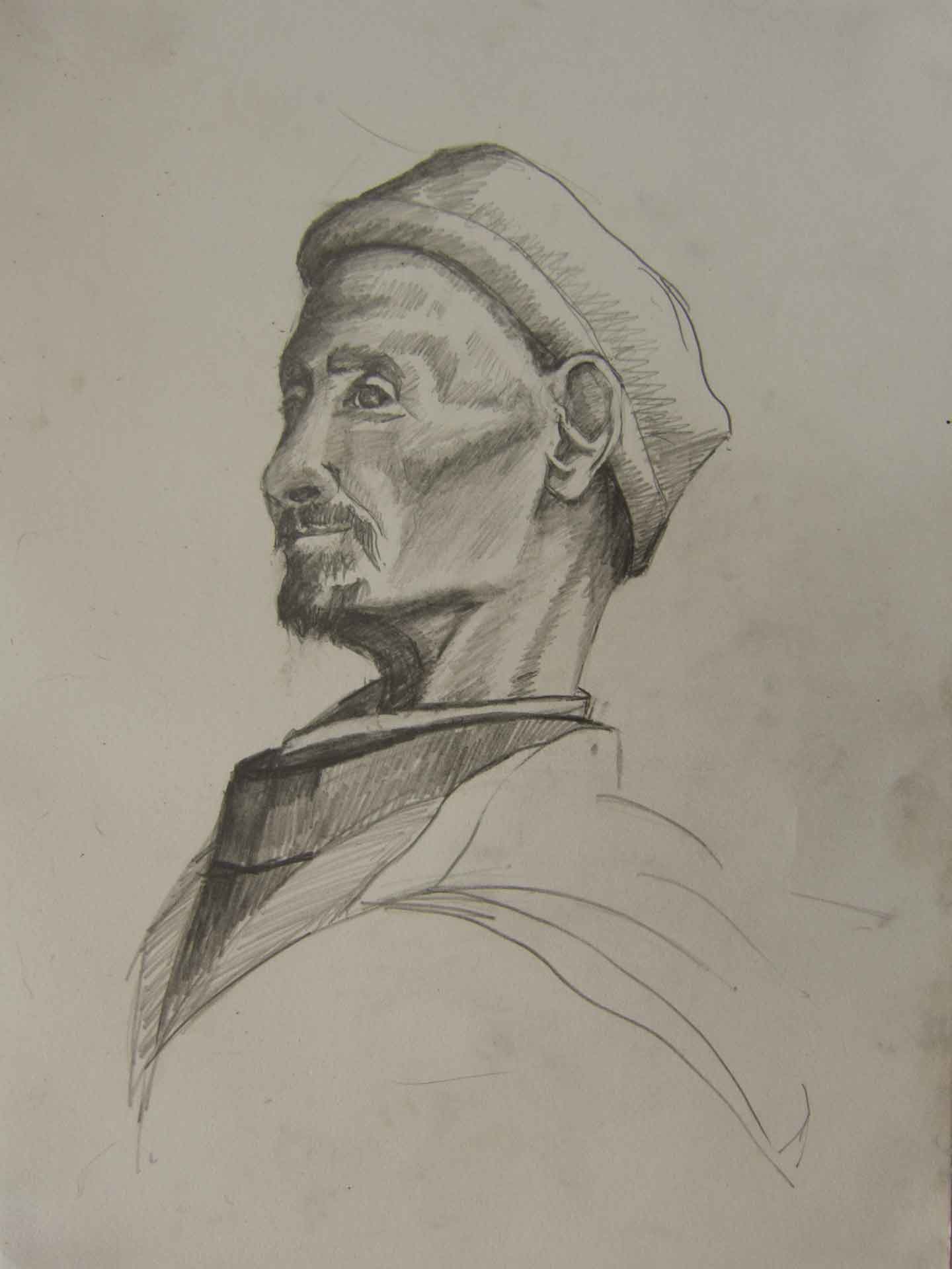 Spice Seller Of Marrakesh, Pencil Sketch By Victoria Orr Ewing