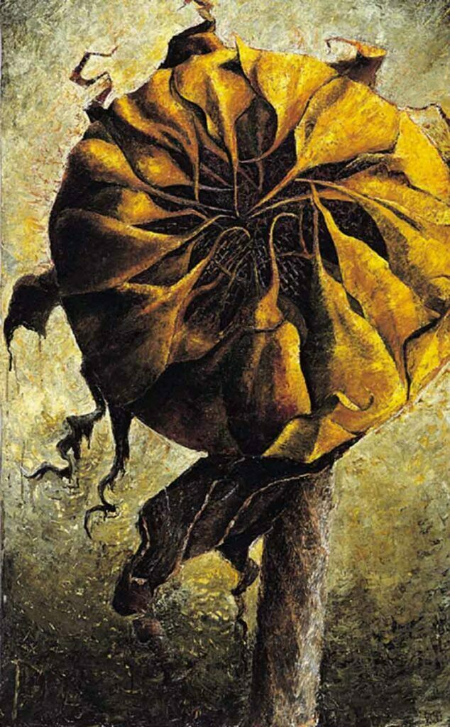 Closed Sunflower. Still Life Painting by Victoria Orr Ewing Closed Sunflower. Still Life Painting by Victoria Orr Ewing