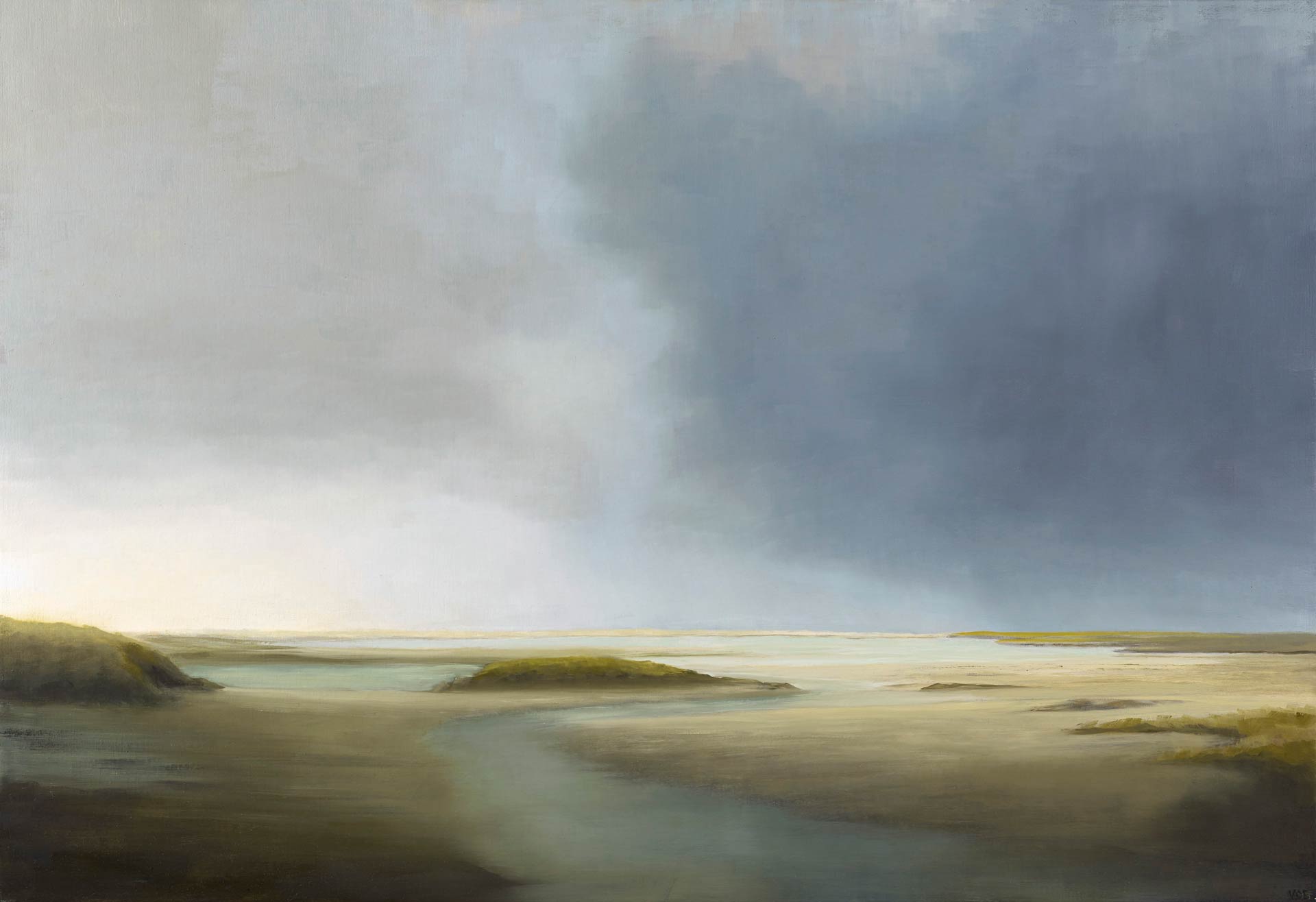 The Light Between Benbecula and South Uist In The Western Isles - Landscape Painting By Victoria Orr Ewing