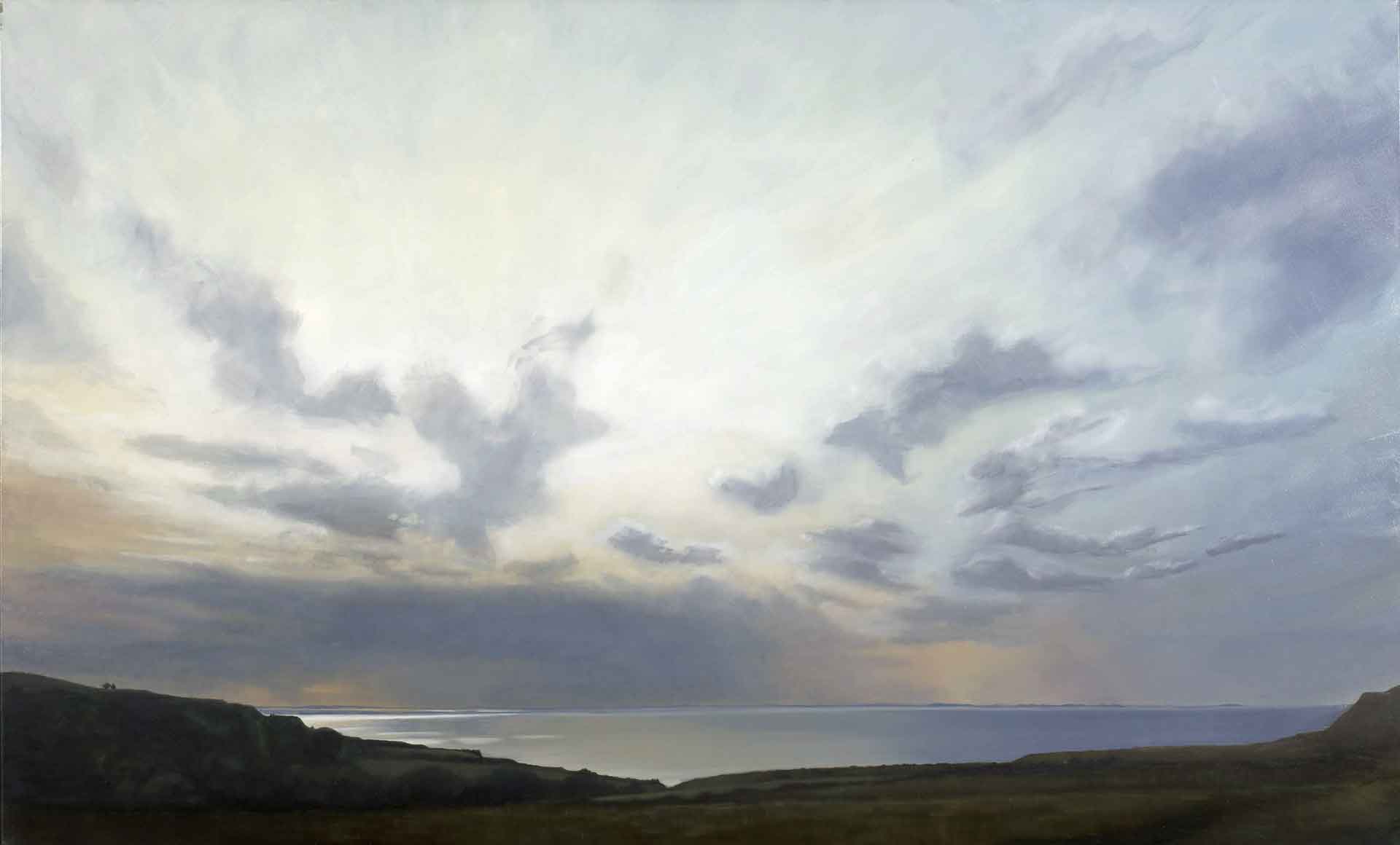 The Sea Shines Between Mull and Tiree. Landscape Painting by Victoria Orr Ewing
