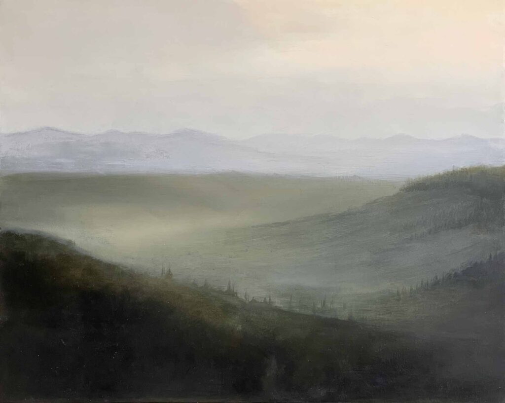 Umbrian Dawn From Lippiano, Italy. Landscape Oil Painting of Dawn Light Over Italian Valley By Victoria Orr Ewing